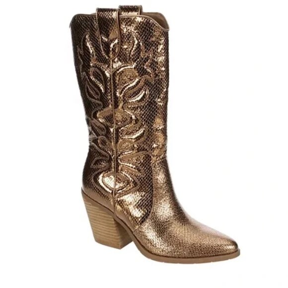 Michael Shannon Shoes - NWT Women's Michael Shannon Metallic Bronze/Gold Cowboy Boots Size 8